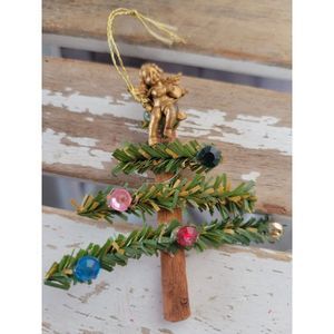 Homemade cinnamon tree cherub Angel ornament mini Xmas holiday tree